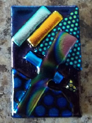 abstract dichroic glass pendants made in the USA