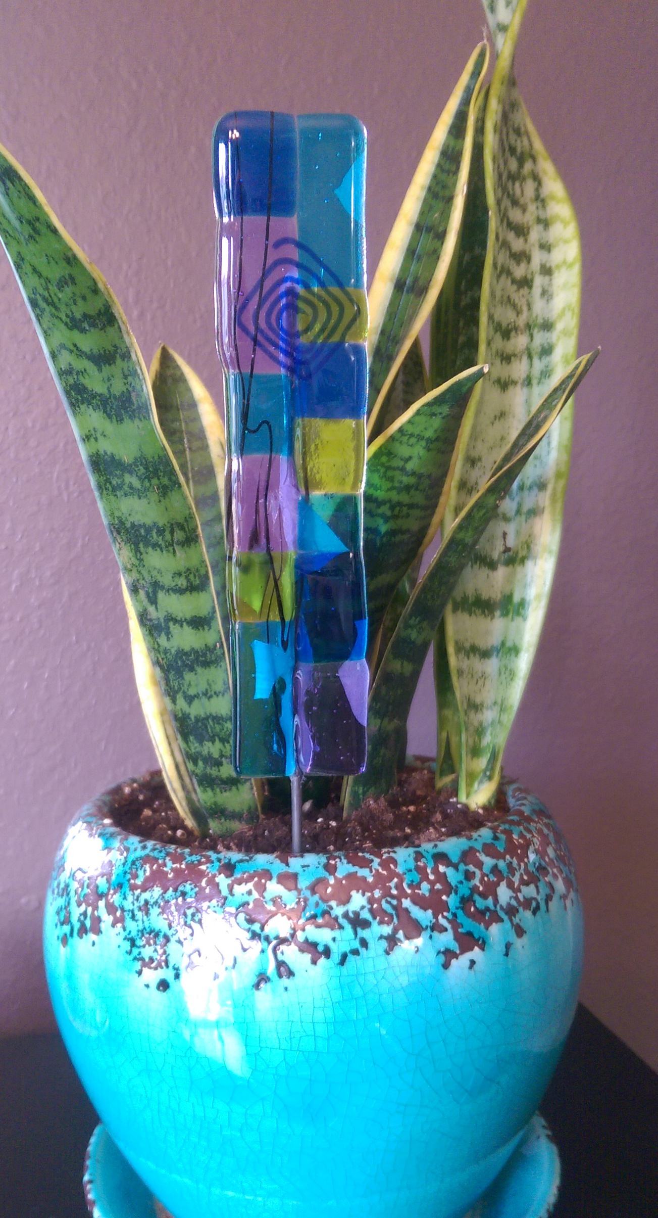 Fused glass plant poke made in the USA