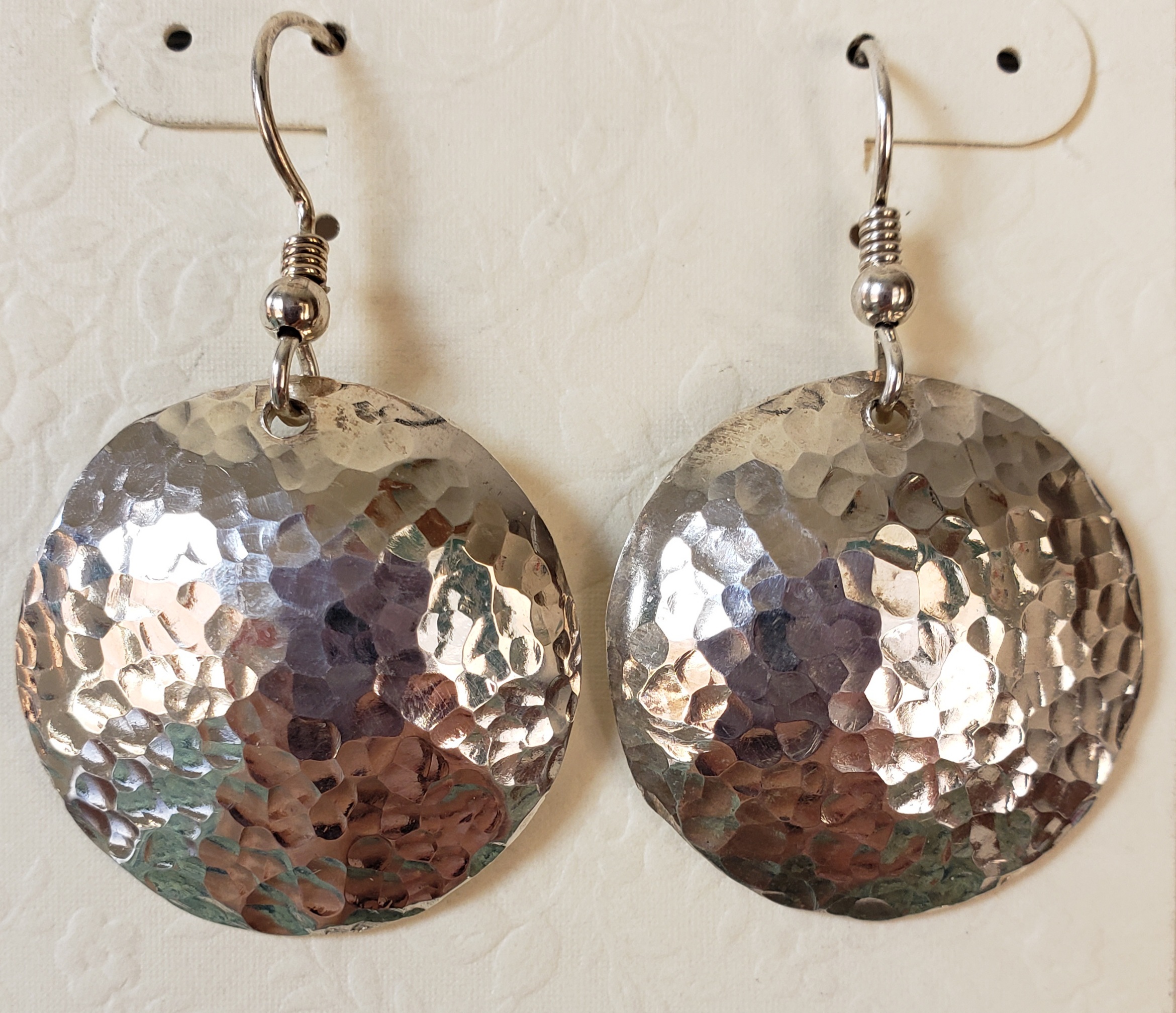 hammered sterling silver disk earrings handcrafted in the USA